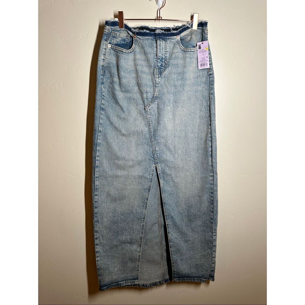 🌸 Wild Fable Raw Hem Low Rise Denim Maxi Skirt Size 4 New
